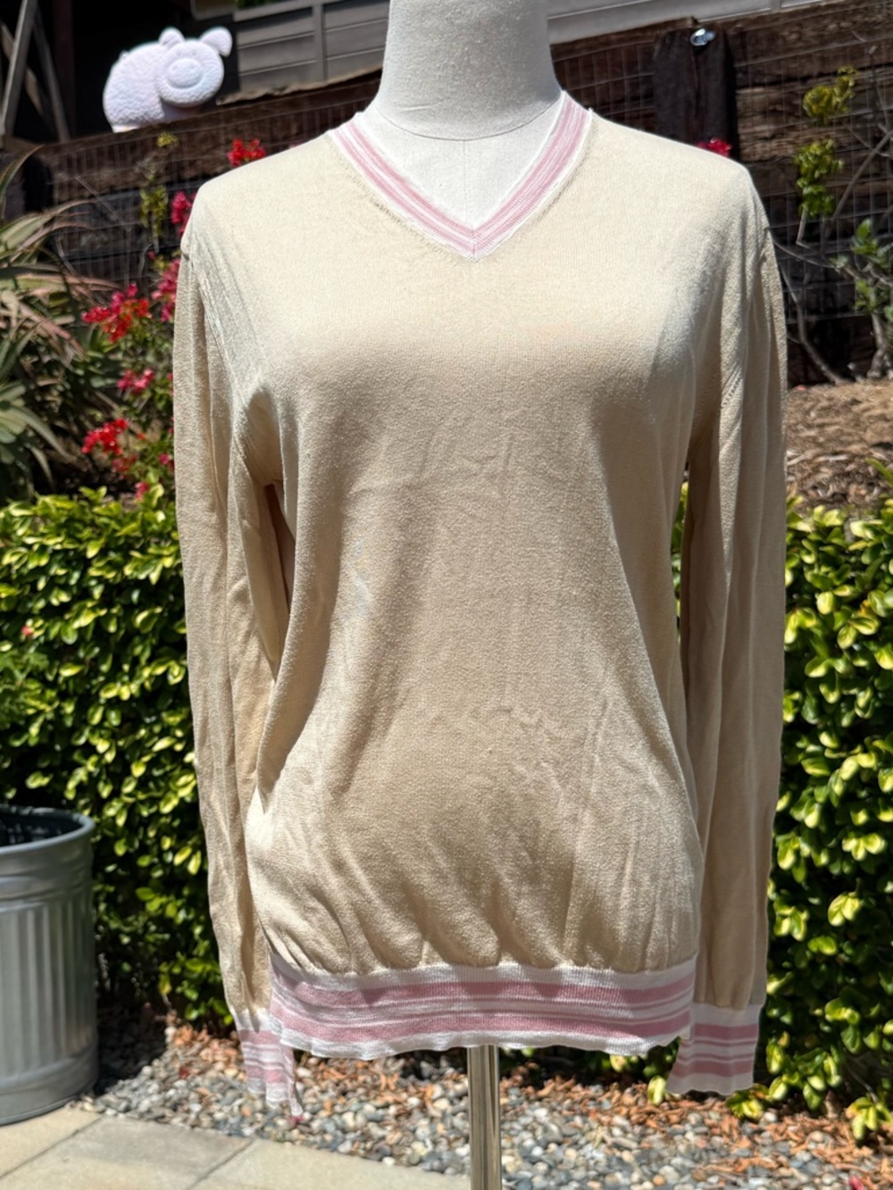 Dolce and Gabbana 2000s silk knit preppy v-neck sweater